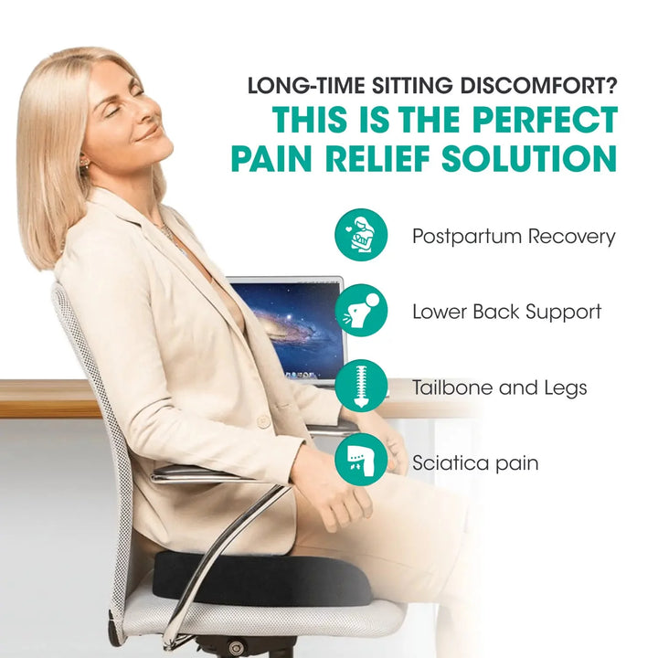 SUPPORT PLUS Gel Seat Cushion for Tailbone Sciatica Pain Relief