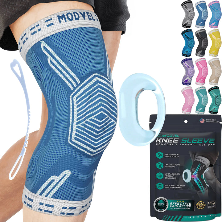 Knee Brace Support Compression Knee Sleeve with Patella Gel Pads & Side  Stabilizers for Meniscus Tear Arthritis Joint Pain Relie